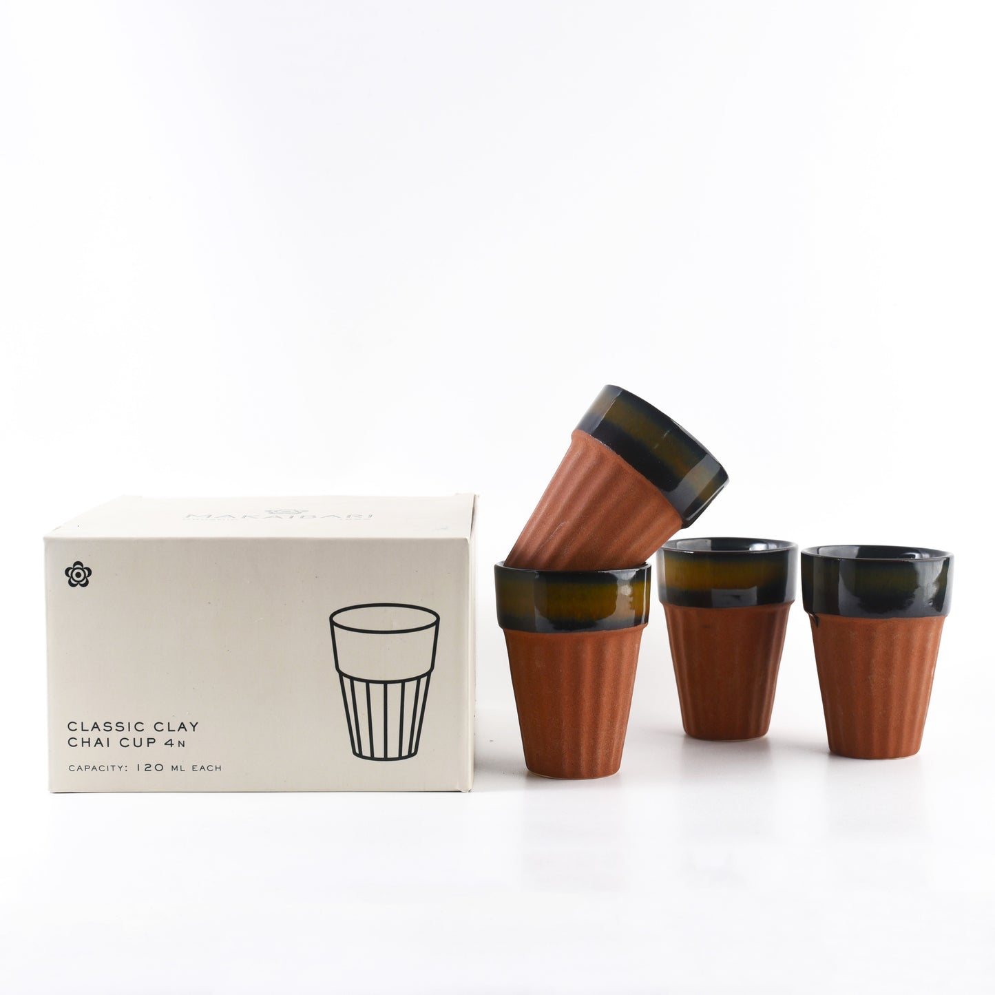 Classic Clay Chai Cup Red Matt Finish 4 Pcs - MAKAIBARI TEA
