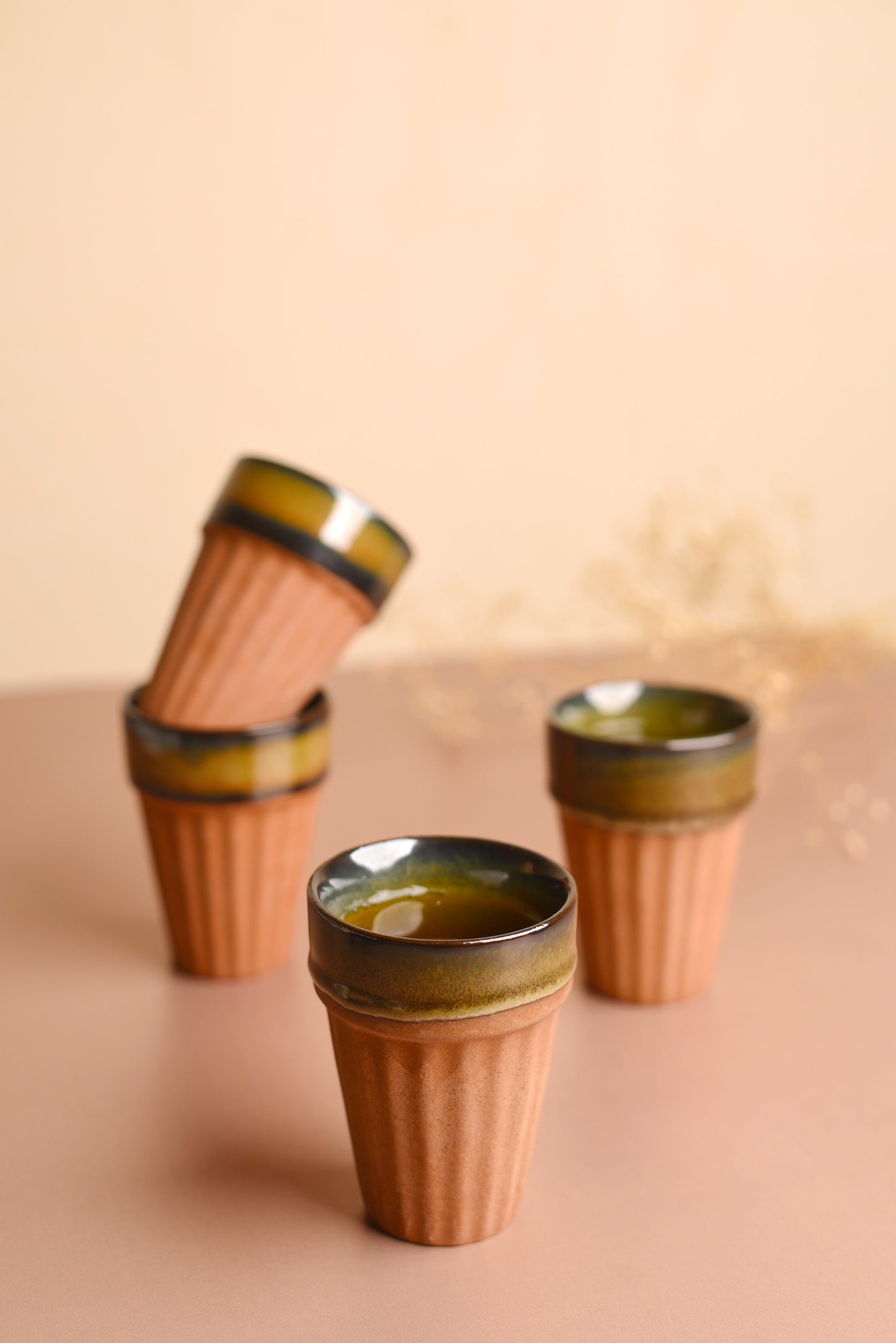 Classic Clay Chai Cup Red Matt Finish 4 Pcs - MAKAIBARI TEA