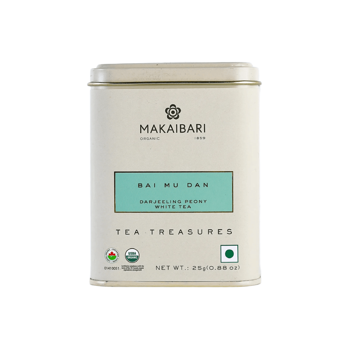 Makaibari BAI MU DAN | 25 gm Tin Caddy | Loose White Tea Pack - MAKAIBARI TEA