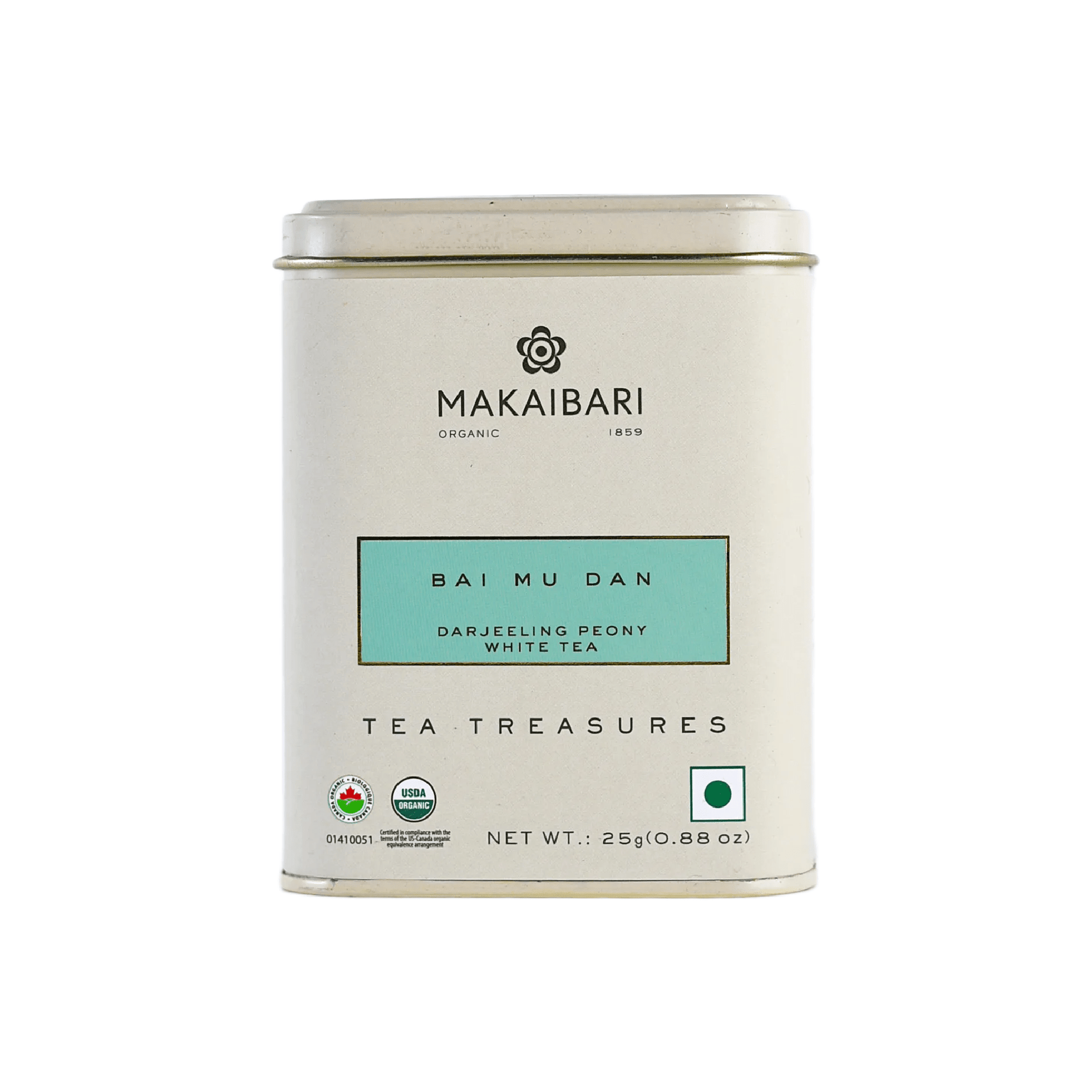 Makaibari BAI MU DAN | 25 gm Tin Caddy | Loose White Tea Pack - MAKAIBARI TEA
