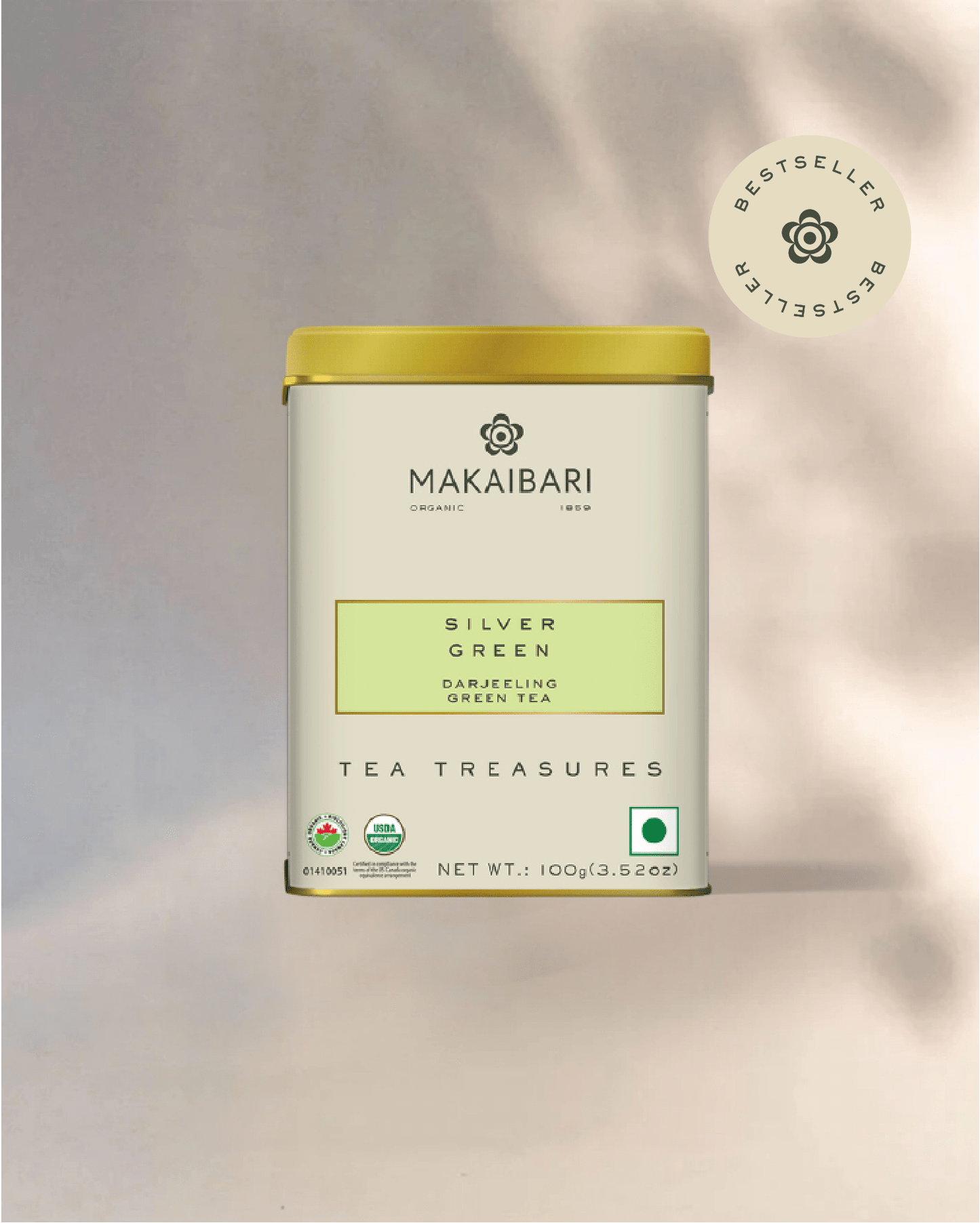 Makaibari Silver Green | 100 gm Tin Caddy with loose tea | Green Tea Pack - MAKAIBARI TEA