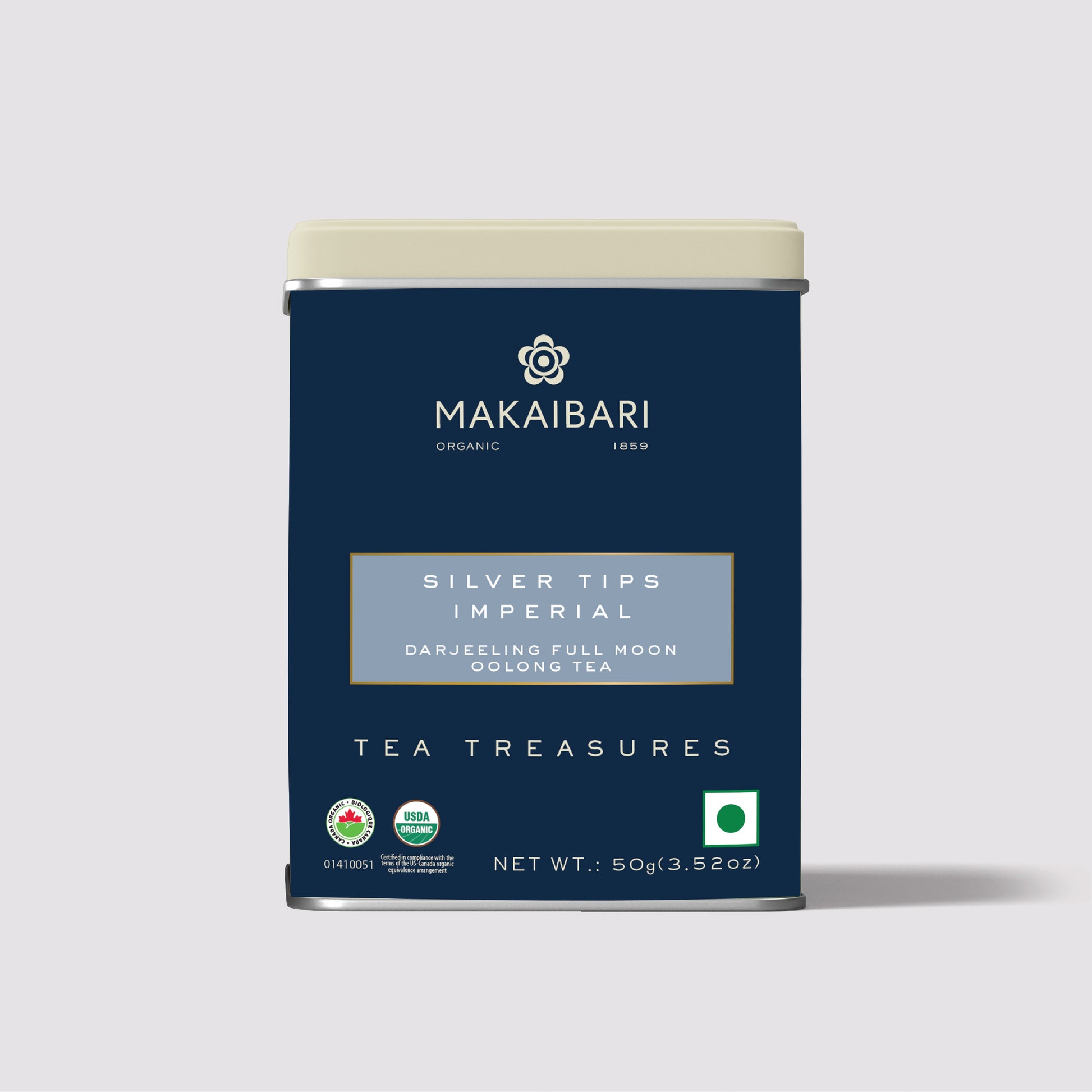 Makaibari Silver Tips Imperial | 50 gm Tin Caddy | Loose Leaf Full Moon Oolong Tea - Makaibari Tea
