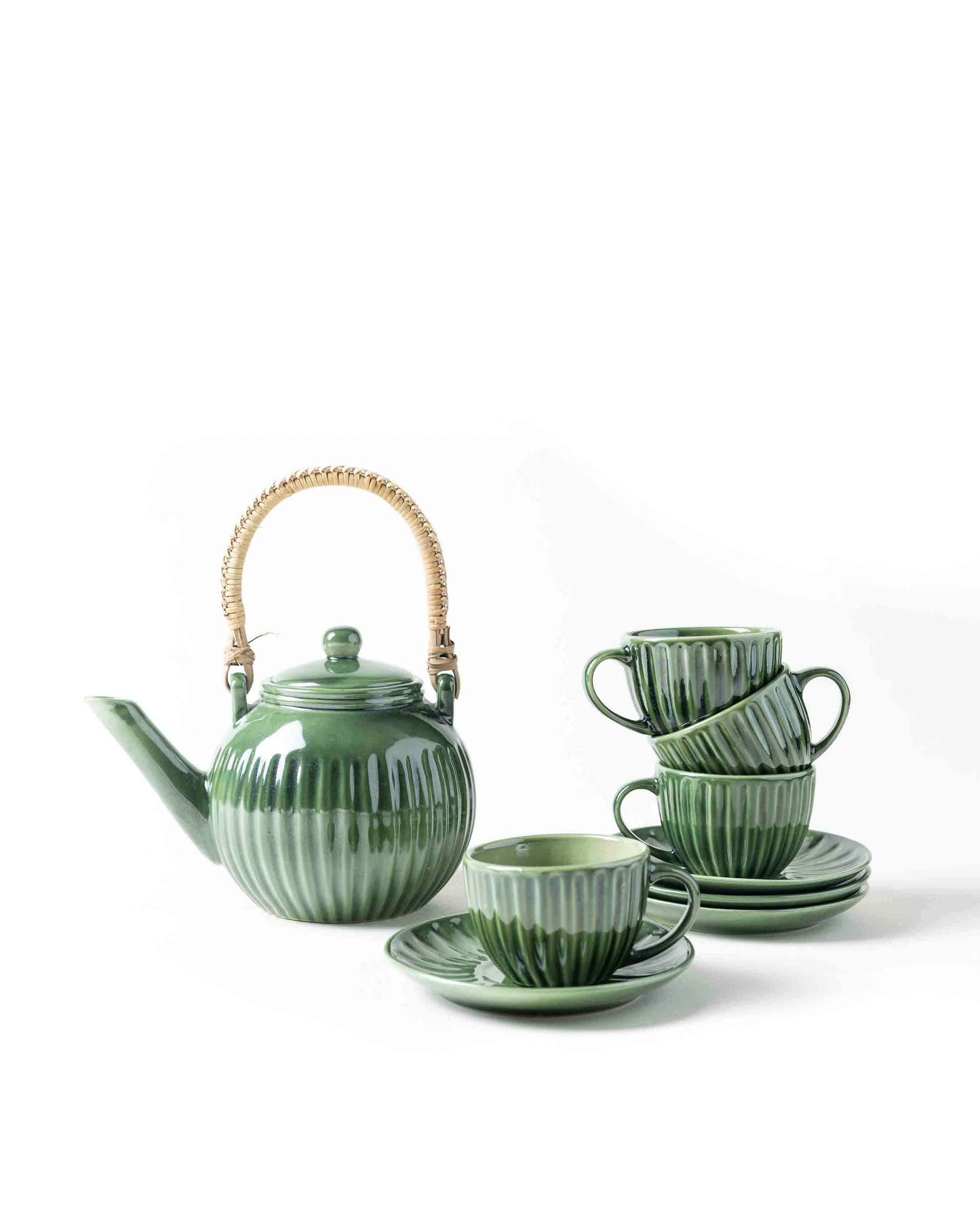 Ceramic Tea Pot Set - Green - MAKAIBARI TEA