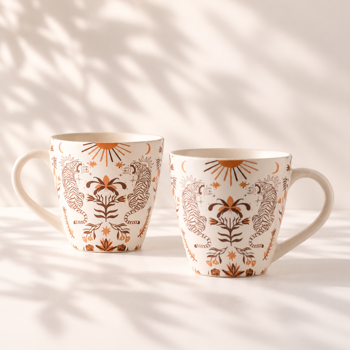 Royal Tiger Ceramic Cups | Set of 2 Cups