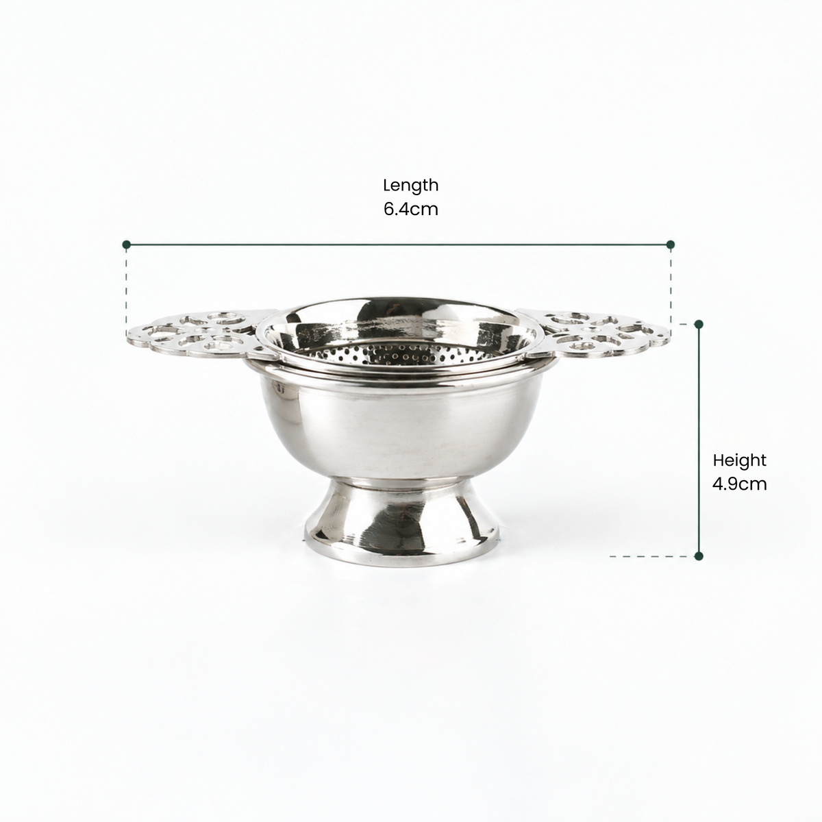 Tea Strainer Silver With Drip Bowl