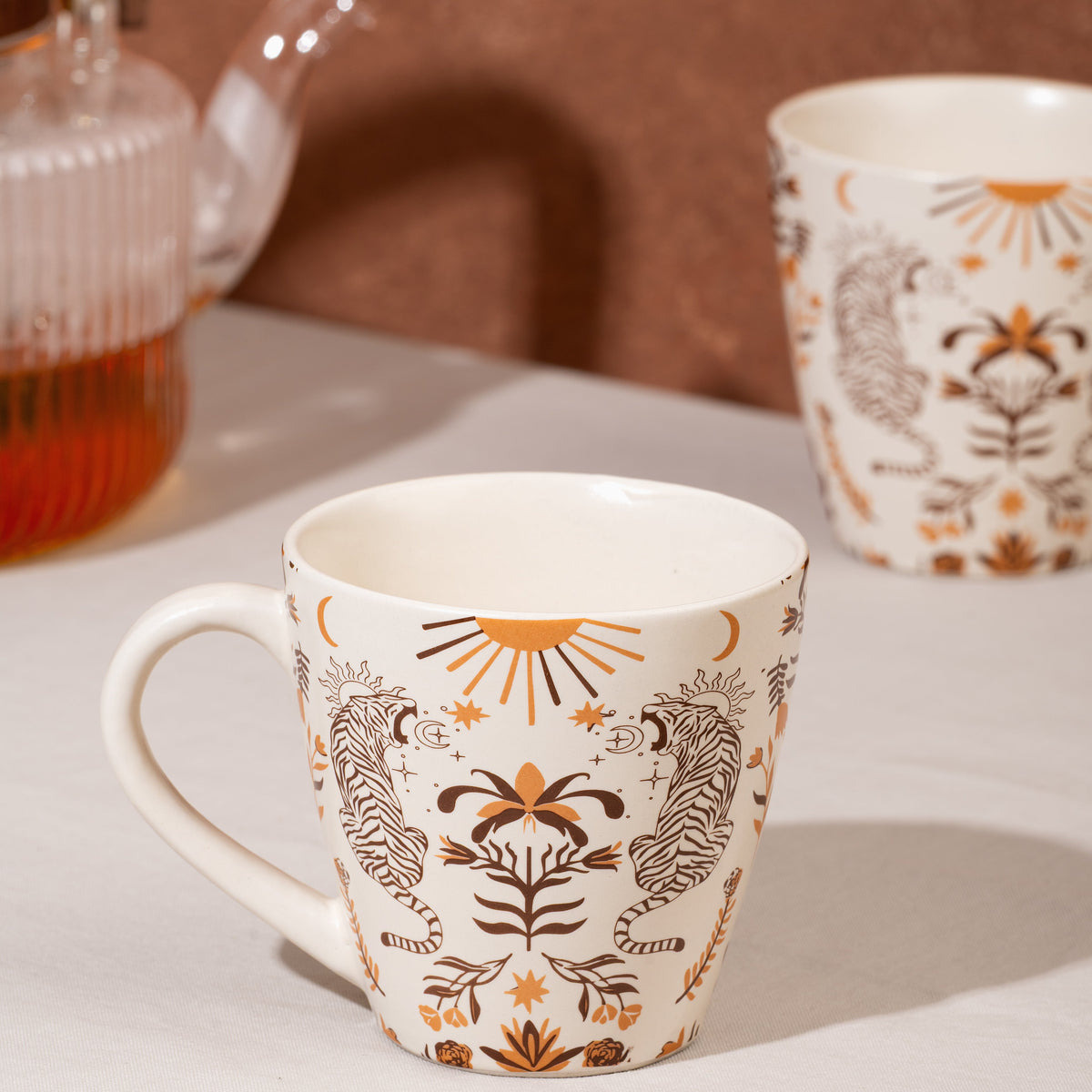 Royal Tiger Ceramic Cups | Set of 2 Cups