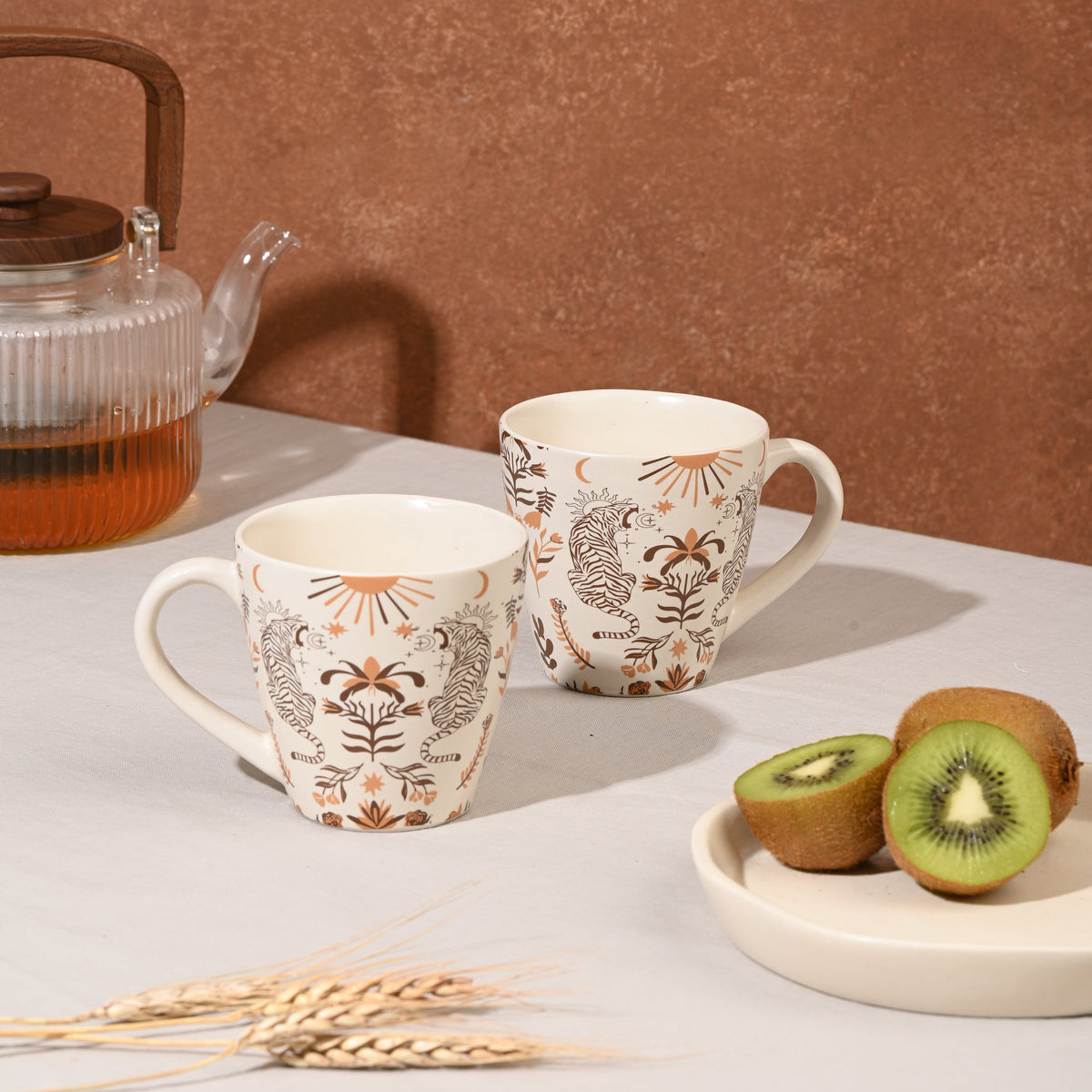 Royal Tiger Ceramic Cups | Set of 2 Cups