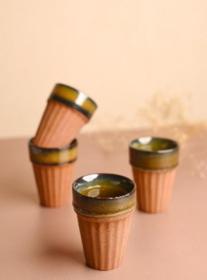 Classic Clay Chai Cup Red Matt Finish 4 Pcs