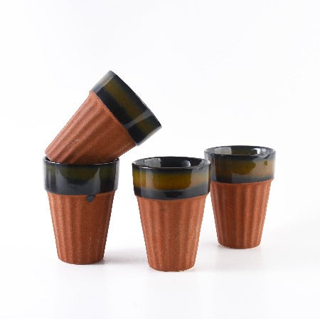 Classic Clay Chai Cup Red Matt Finish 4 Pcs
