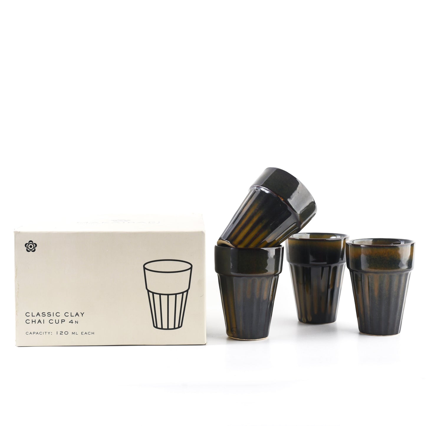 Classic Clay Chai Cup Green Matt Finish 4 Pcs - MAKAIBARI TEA