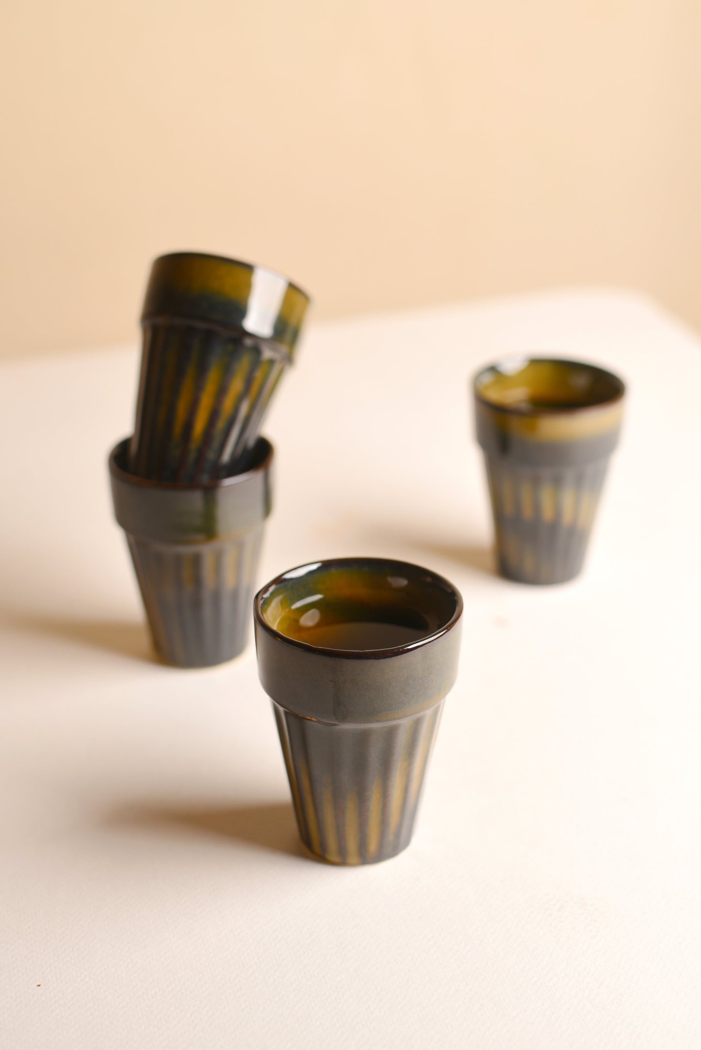 Classic Clay Chai Cup Green Matt Finish 4 Pcs - MAKAIBARI TEA