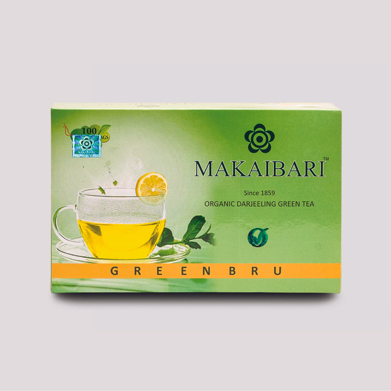 Green Bru | 100 Tea Bags | Darjeeling Green Tea - Makaibari Tea