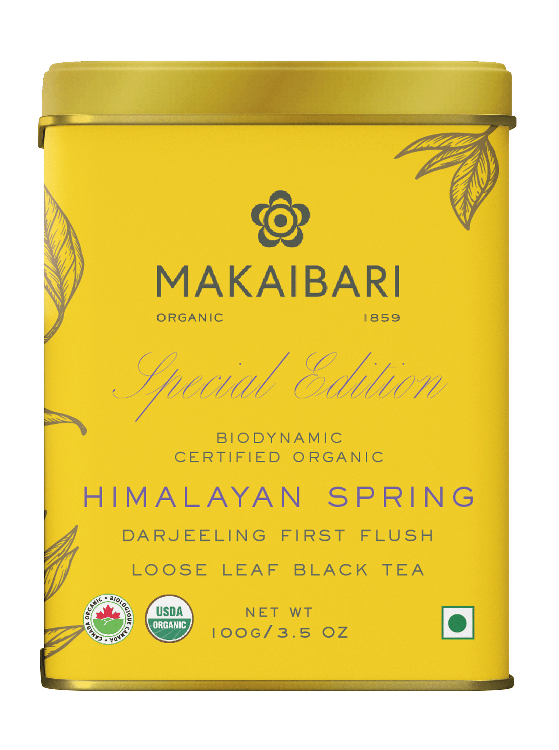 Makaibari Gift Pack Trio Assortment with Infuser | Perfect Mother's Day Gift | Pack Of 3 Loose Teas in Metal Caddy + 1 Kettle Tea Infuser (1pc Himalayan Spring, 1pc Silver Green & 1pc Summer Solstice Muscatel) - MAKAIBARI TEA