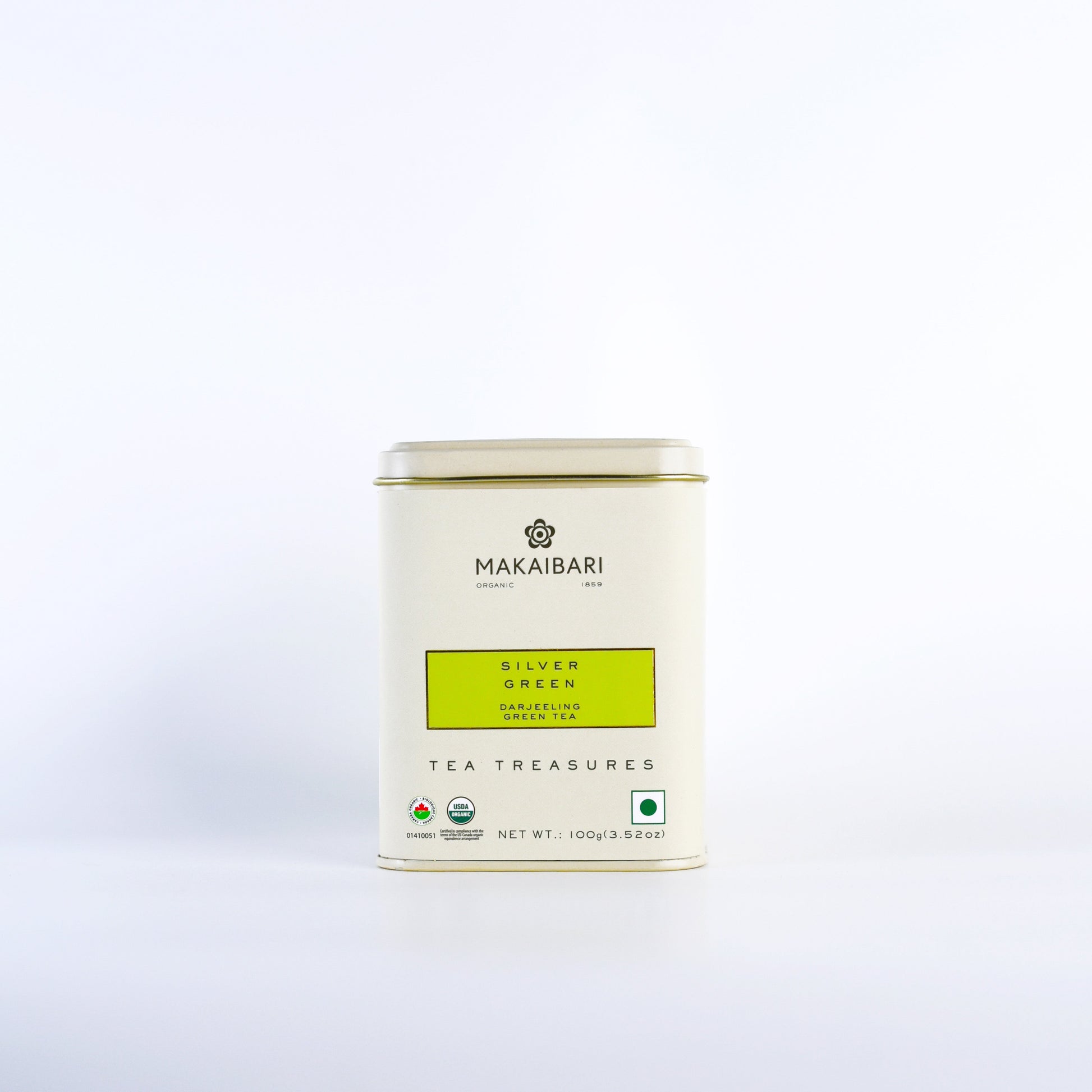 Makaibari Silver Green | 100 gm Tin Caddy with loose tea | Green Tea Pack - MAKAIBARI TEA