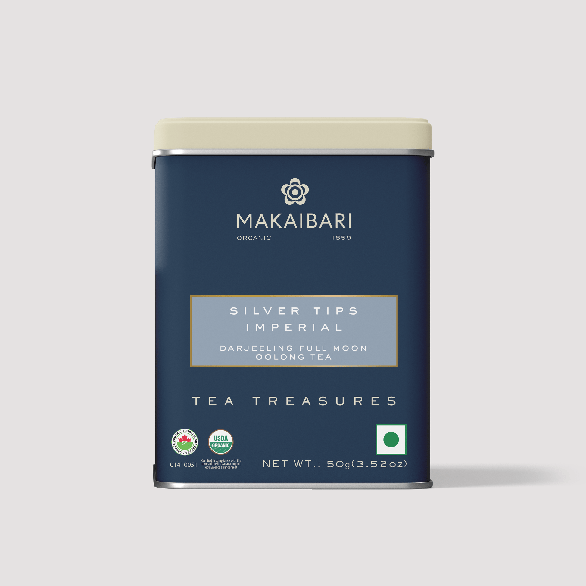 Makaibari Silver Tips Imperial | 50 gm Tin Caddy | Loose Leaf Full Moon Oolong Tea - Makaibari Tea
