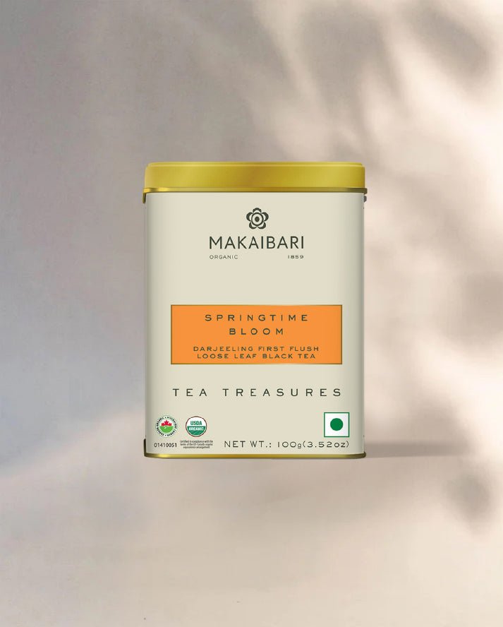 Makaibari Springtime Bloom | 100 gm Tin Caddy | First flush Black loose Tea Pack - MAKAIBARI TEA