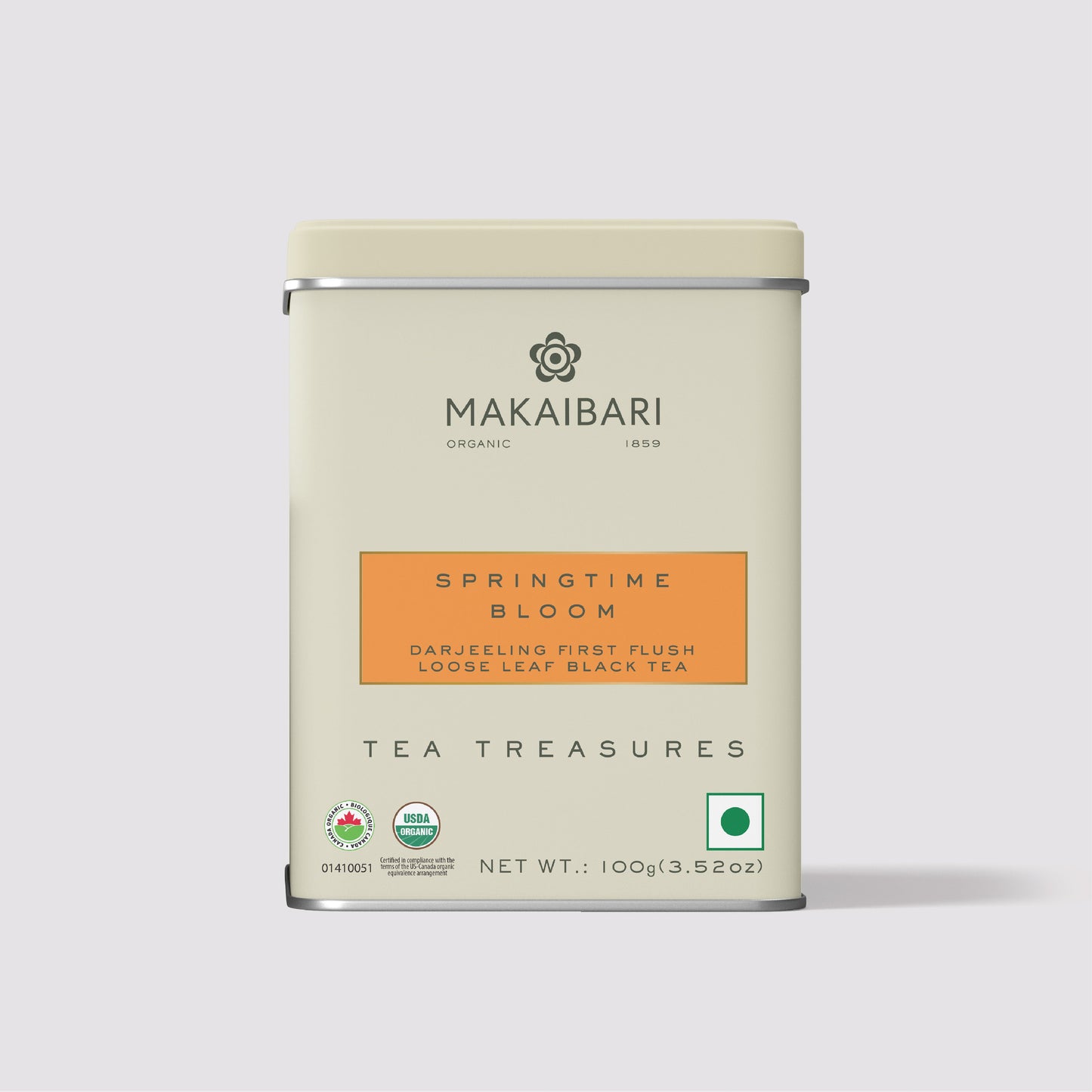 Makaibari Springtime Bloom | 100 gm Tin Caddy | First flush Black loose Tea Pack - Makaibari Tea