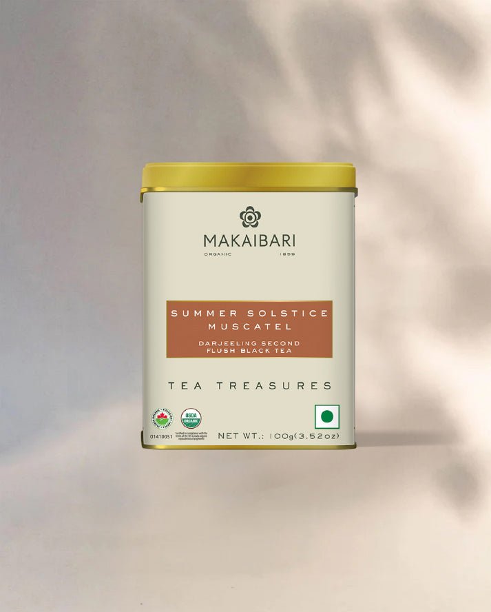 Makaibari Summer Solistice Muscatel | 100 gm Tin Caddy | Second Flush loose Black tea Pack - MAKAIBARI TEA