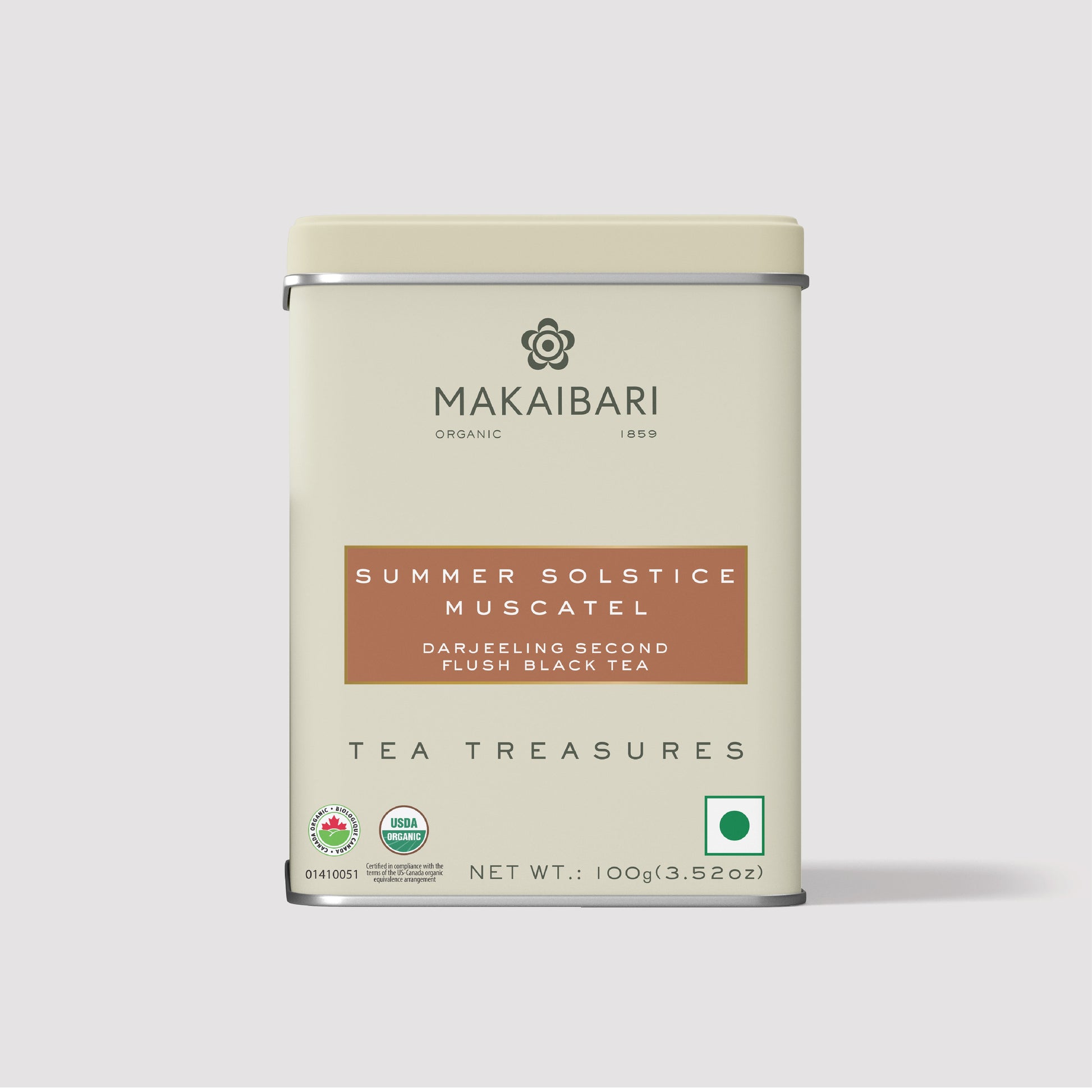 Makaibari Summer Solstice Muscatel | 100 gm Tin Caddy | Second Flush loose Black tea Pack - Makaibari Tea