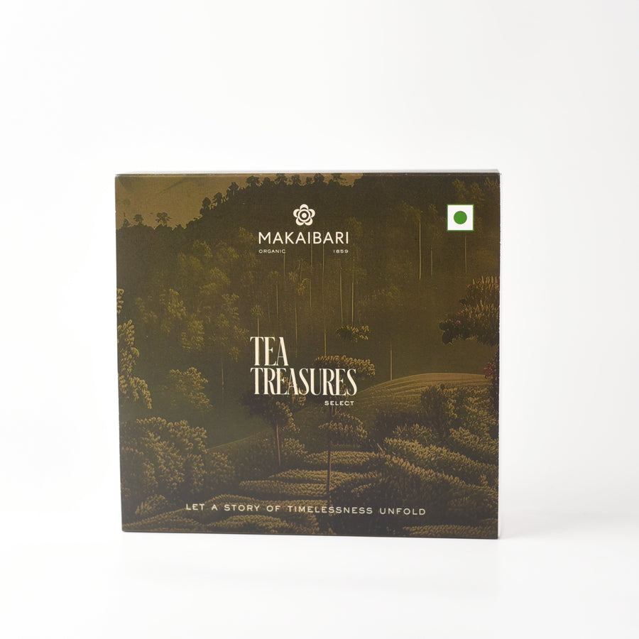 Makaibari Tea Treasures Select Gift Box 100g pack – A Curated Collection of Darjeeling's Finest: First Flush, Second Flush, Darjeeling Roasted, and Darjeeling Green Tea 25g each - MAKAIBARI TEA
