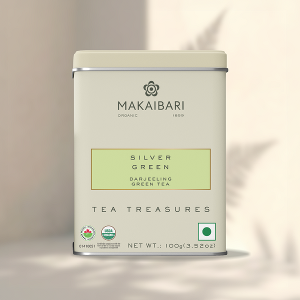 Makaibari Silver Green | 100 gm Tin Caddy with loose tea | Green Tea Pack