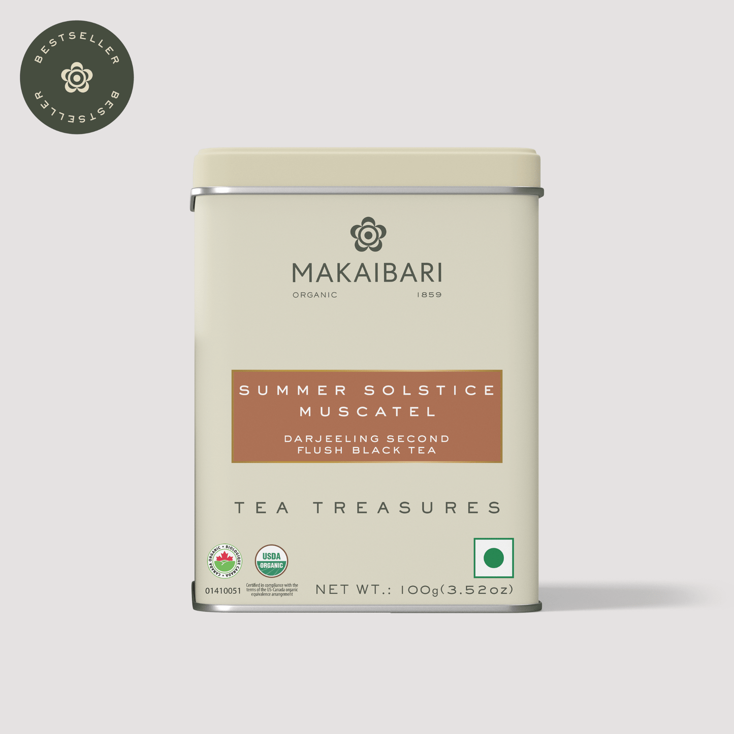 Summer Solstice Muscatel | 100 gm | Second Flush loose Black tea | Tin Caddy - Makaibari Tea