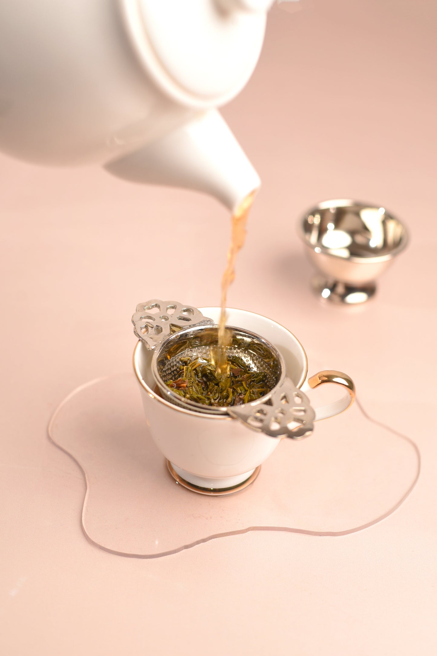 Tea Strainer Silver With Drip Bowl - MAKAIBARI TEA