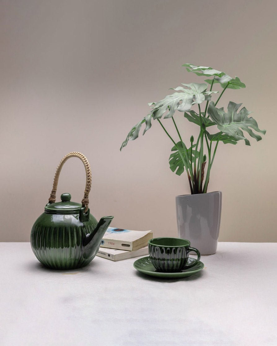 Ceramic Tea Pot Set - Green - MAKAIBARI TEA