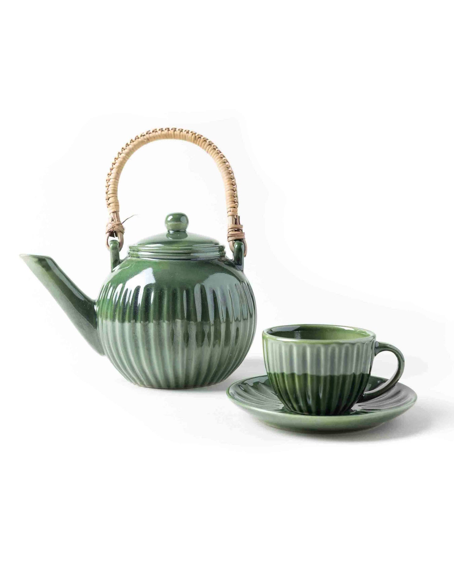 Ceramic Tea Pot Set - Green - MAKAIBARI TEA