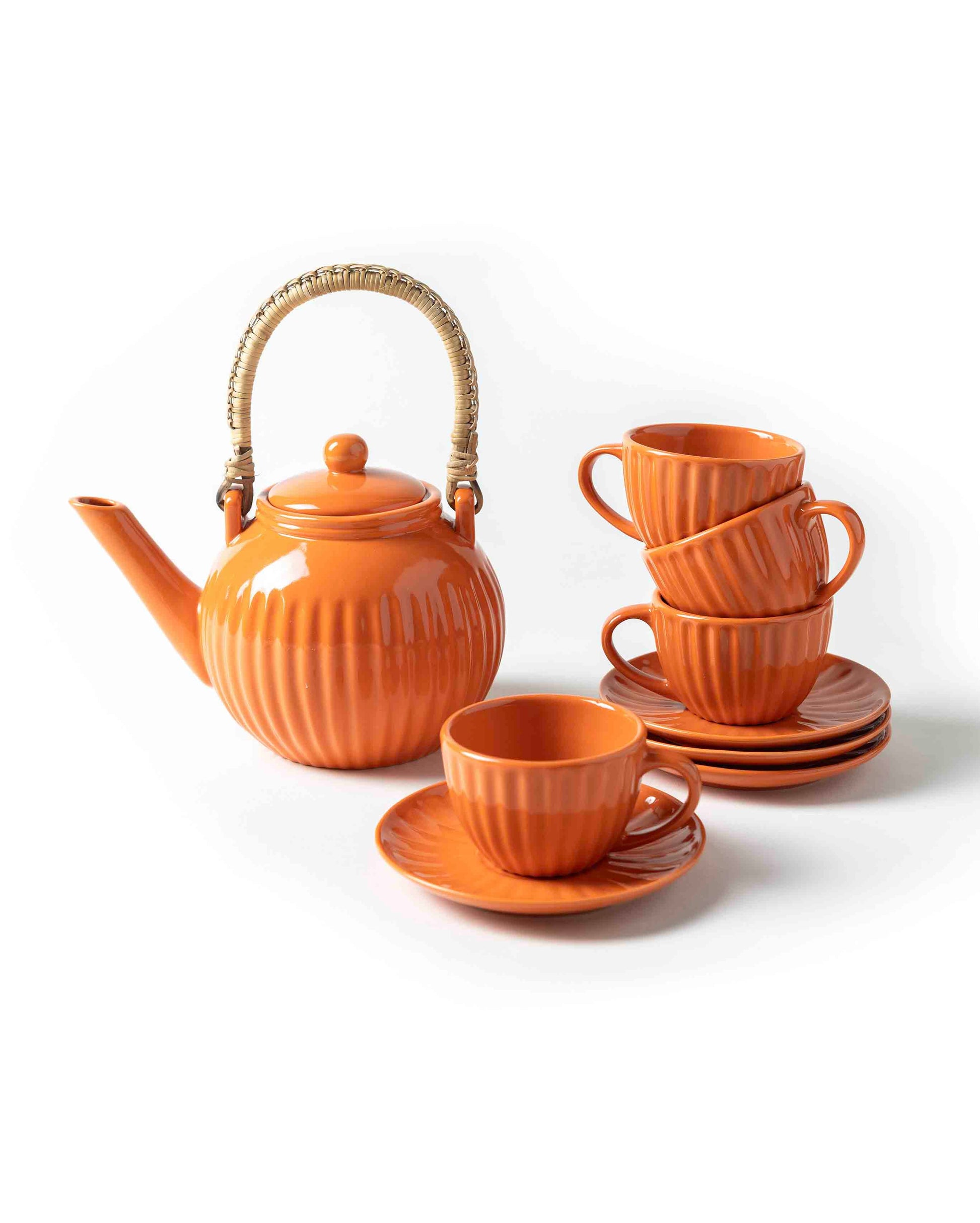 Ceramic Tea Pot Set Orange