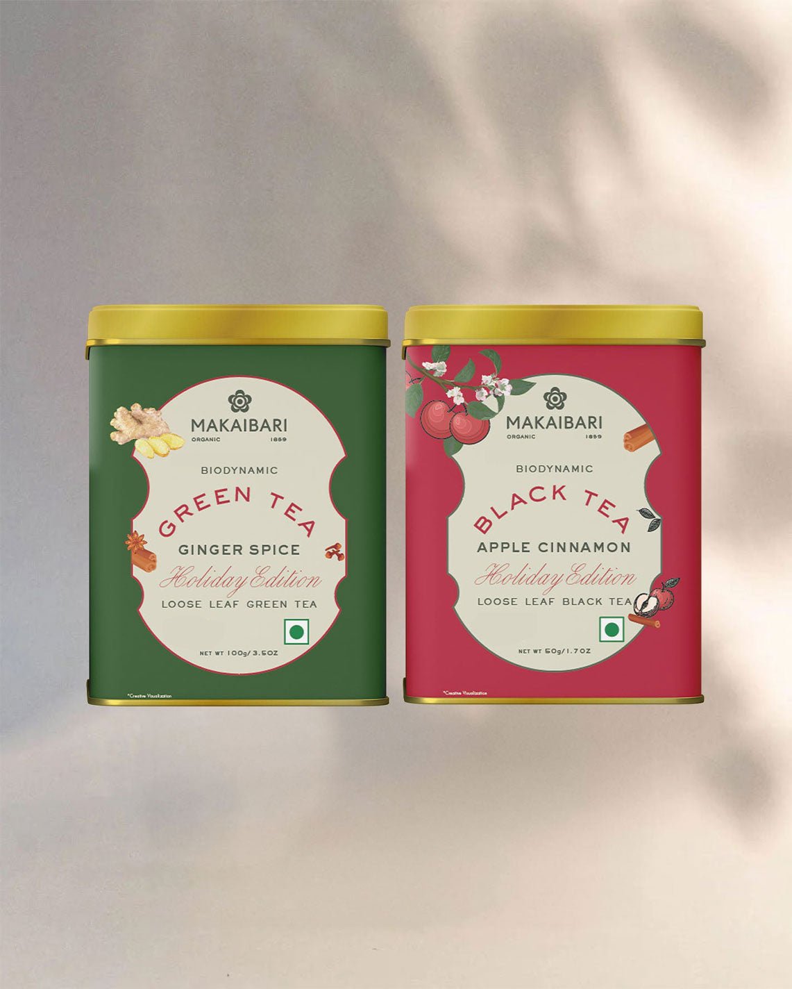 Holiday Edition : Ginger Spice Green Tea + Apple Cinnamon Black Tea - MAKAIBARI TEA
